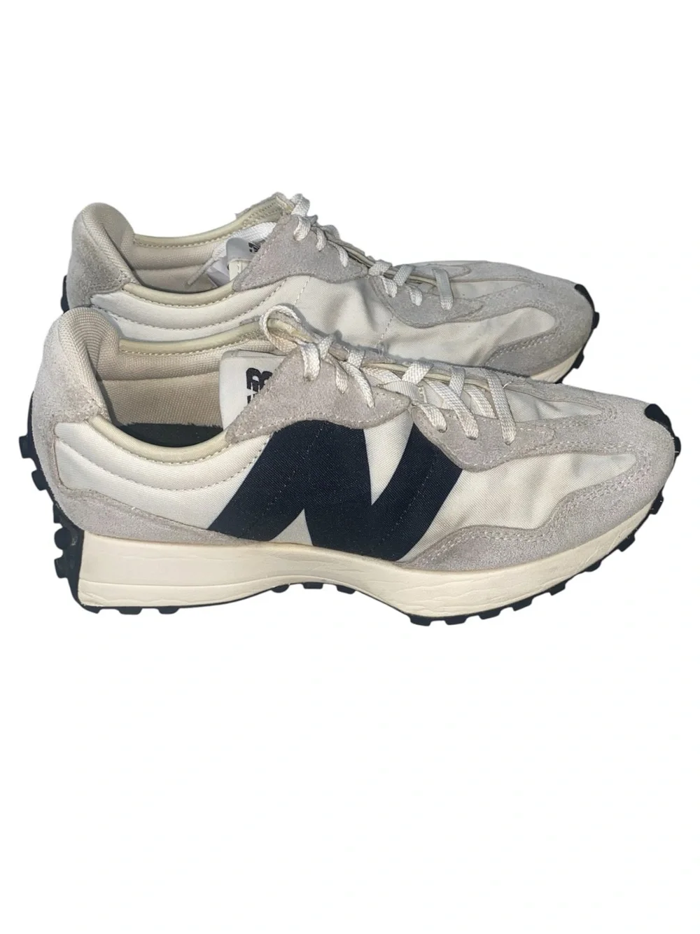 New Balance 327 Sea Salt Gray Black Size 8.5 Sneakers Lace Up Sporty WS327FE